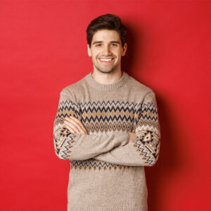 Beige zigzag men Sweater